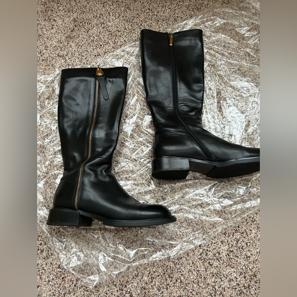 Leather Mid-Calf Zip Boots 39